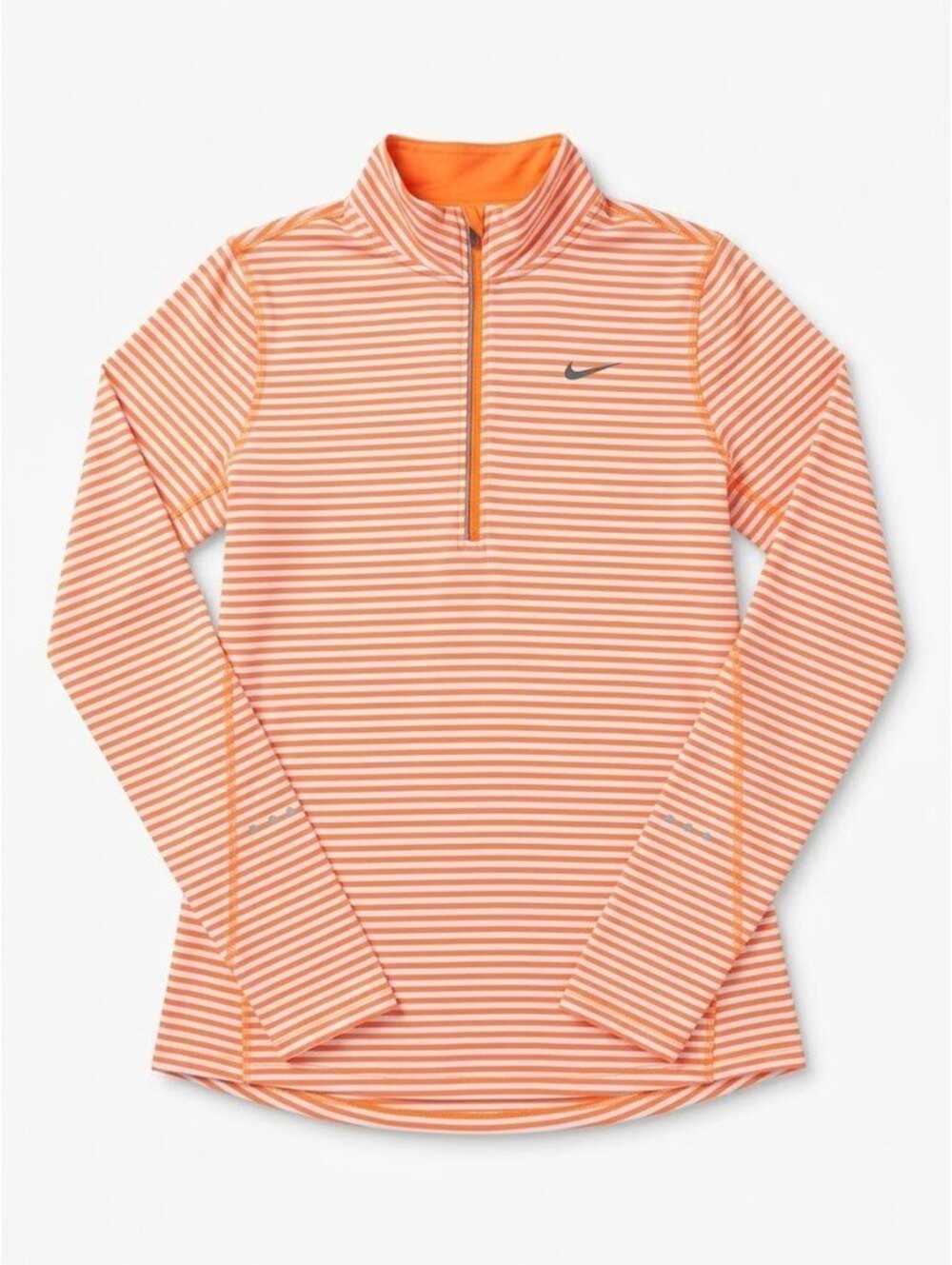 Nike Element Dri-FIT Women’s Small Orange Striped Half-Zip Running Pullover